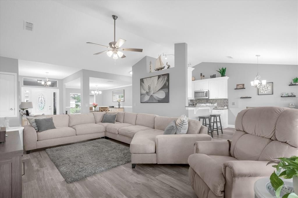 Huge Living Room with Cathedral Ceilings