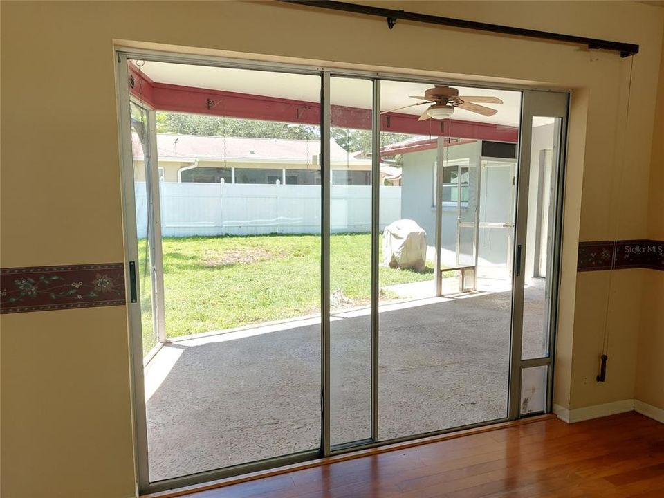 Dining Room sliding doors to patio.