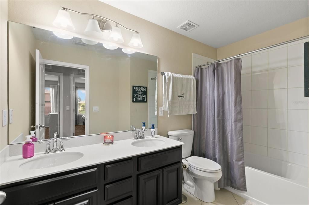 Hall Bathroom Upstairs with Dual Sinks