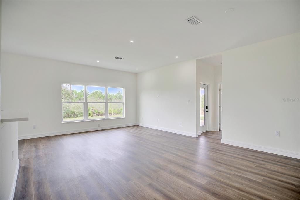 View of the family room from the entry hall.