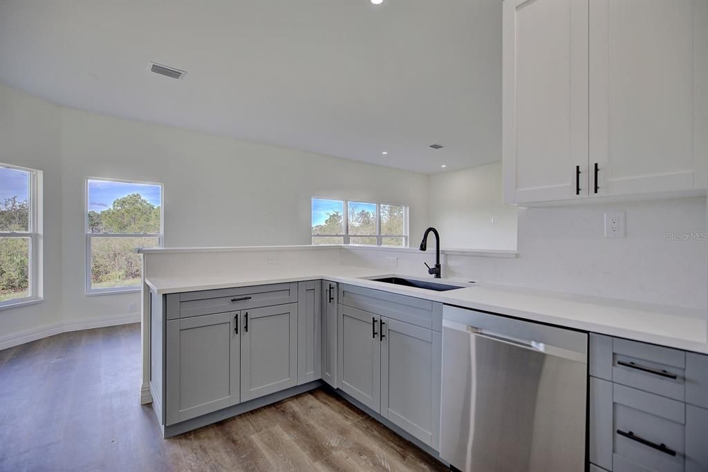 View from hall into the kitchen.