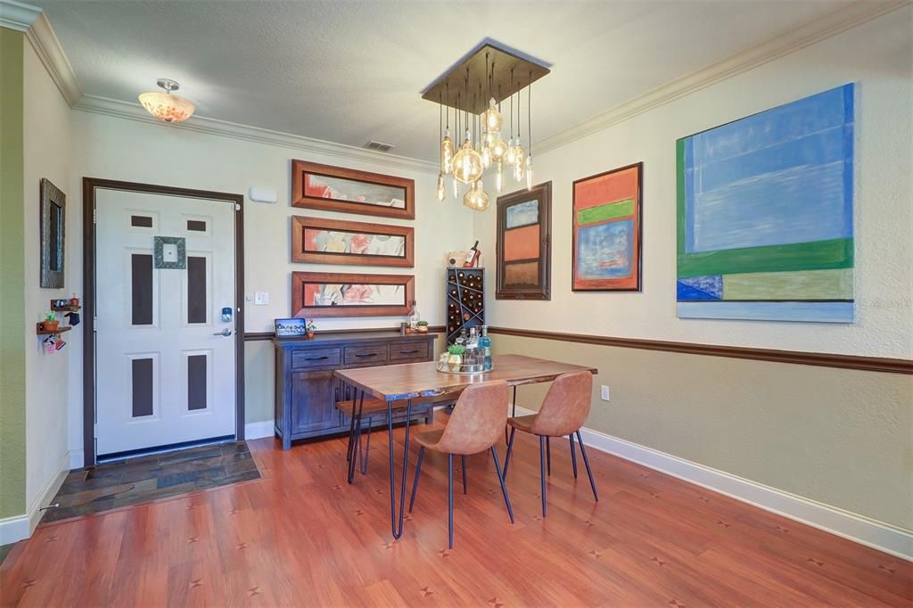 Interior front door entry and dining area