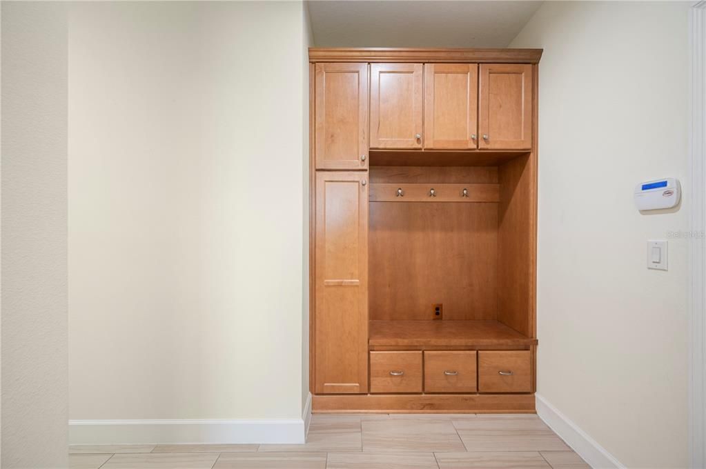 Mud room with built in cabinetry