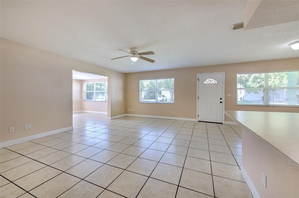 Living area with view to front door