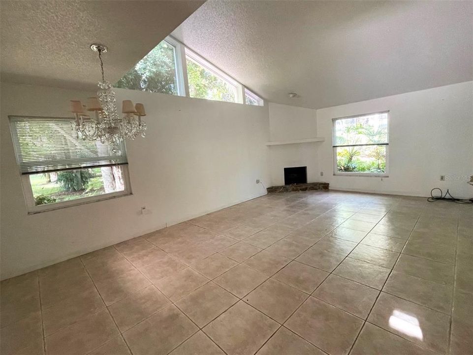 Great room, Clear-story windows, dining area