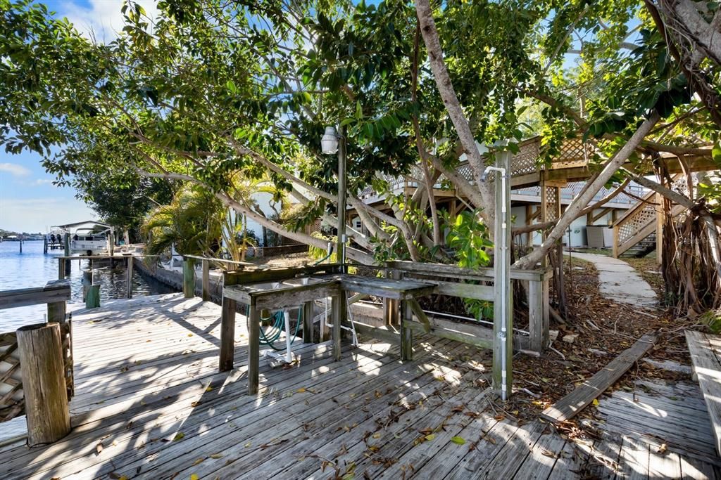 Dock with fish cleaning station