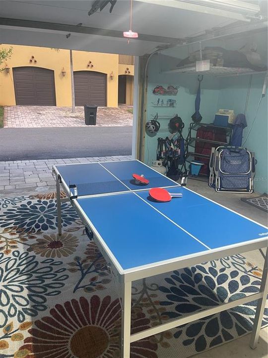 ping pong table in the garage