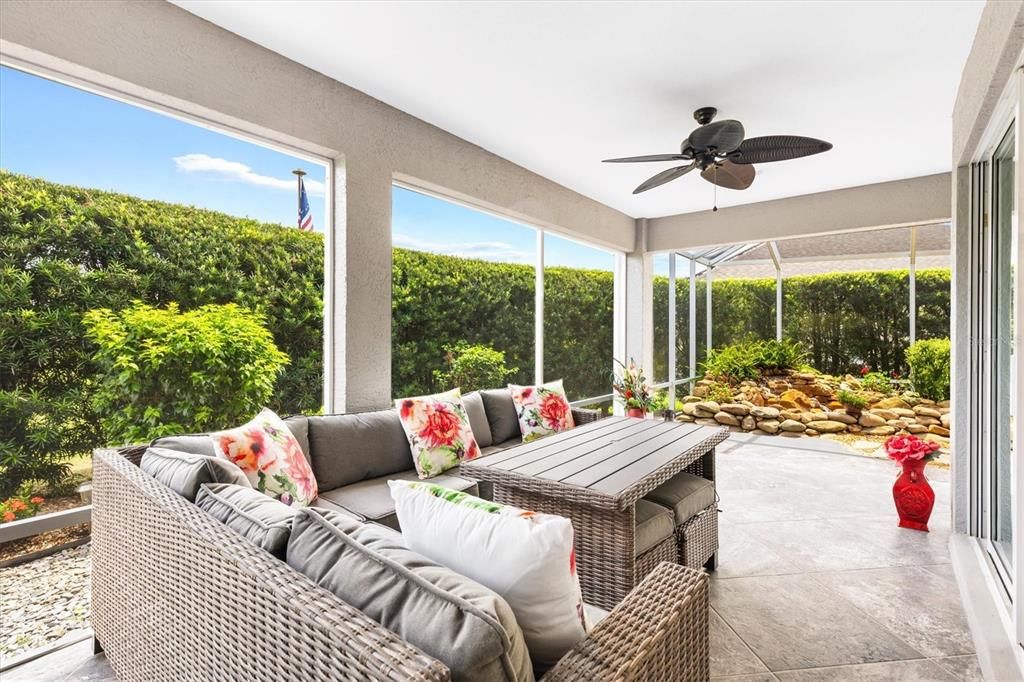 TILED LANAI WITH BEAUTIFUL FURNITURE