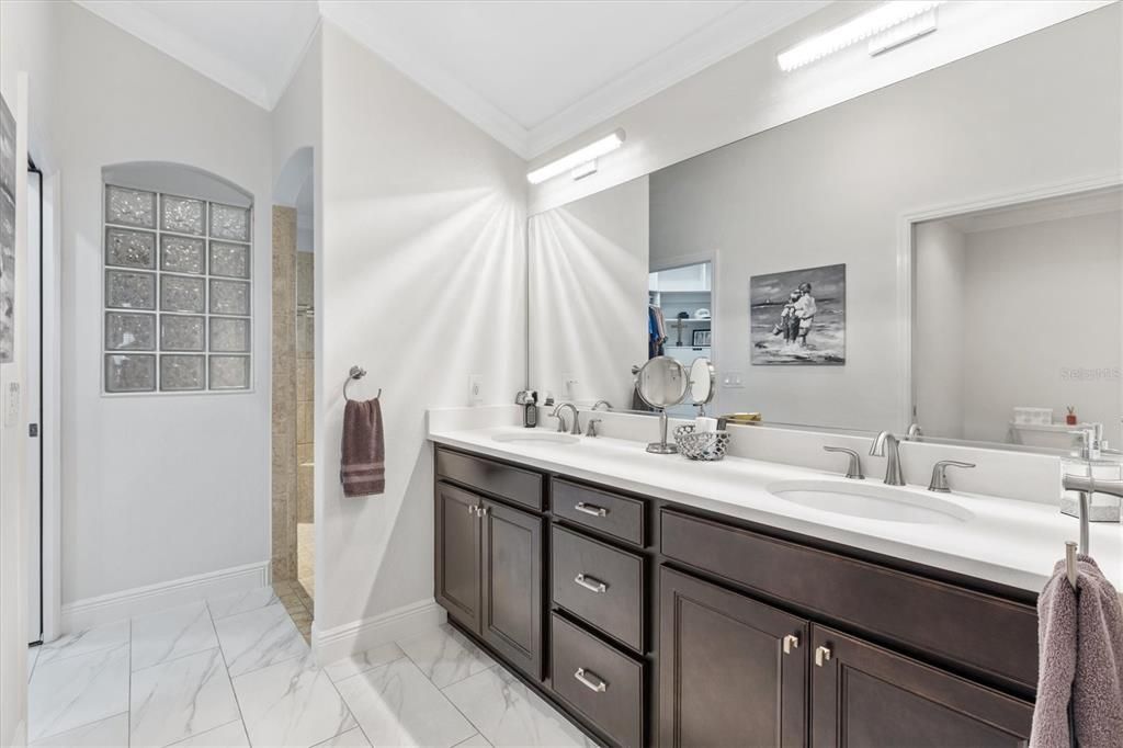 PRIMARY BATH WITH DUAL SINKS AND ROMAN SHOWER