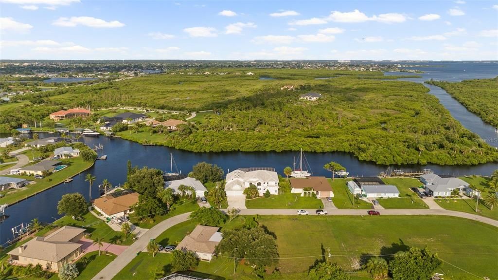 Drone view of Sailboat access to open water