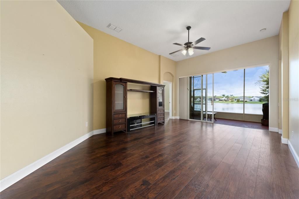 Living room with lake view