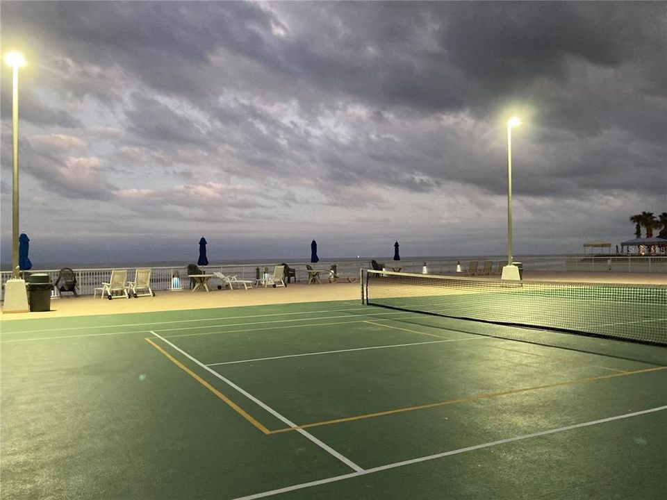 Tennis court at night