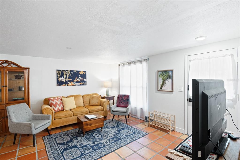 View of the living room and front door.