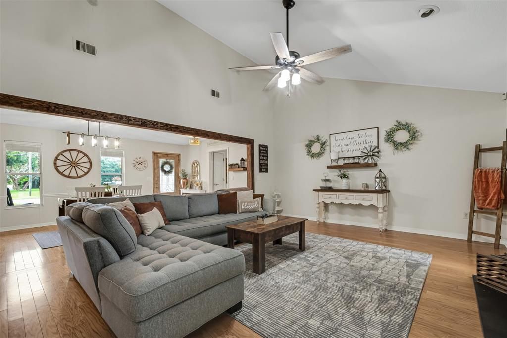 A view in from the family room into the dining room