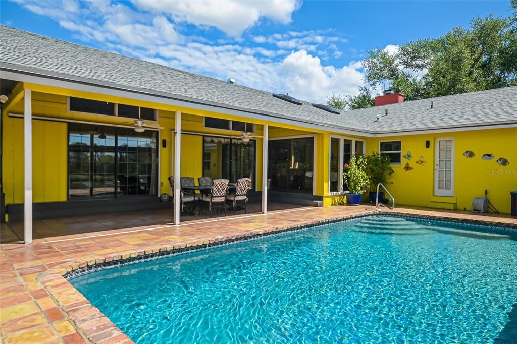 Sliding pocket glass doors and pool bath