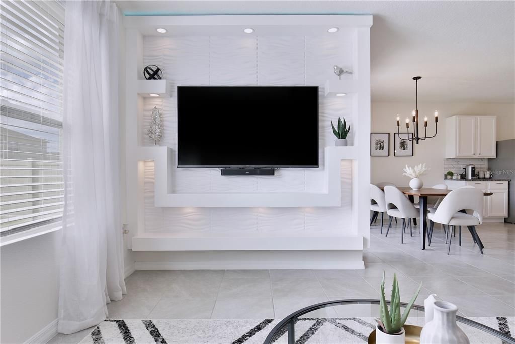 Custom Entertainment Center with lighting