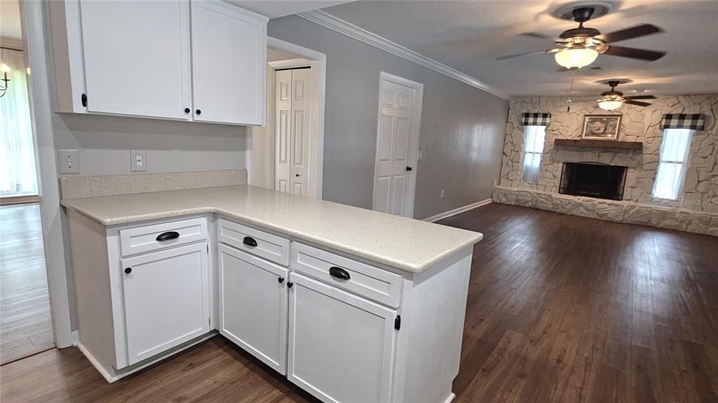 Kitchen features lots of storage & granite tops