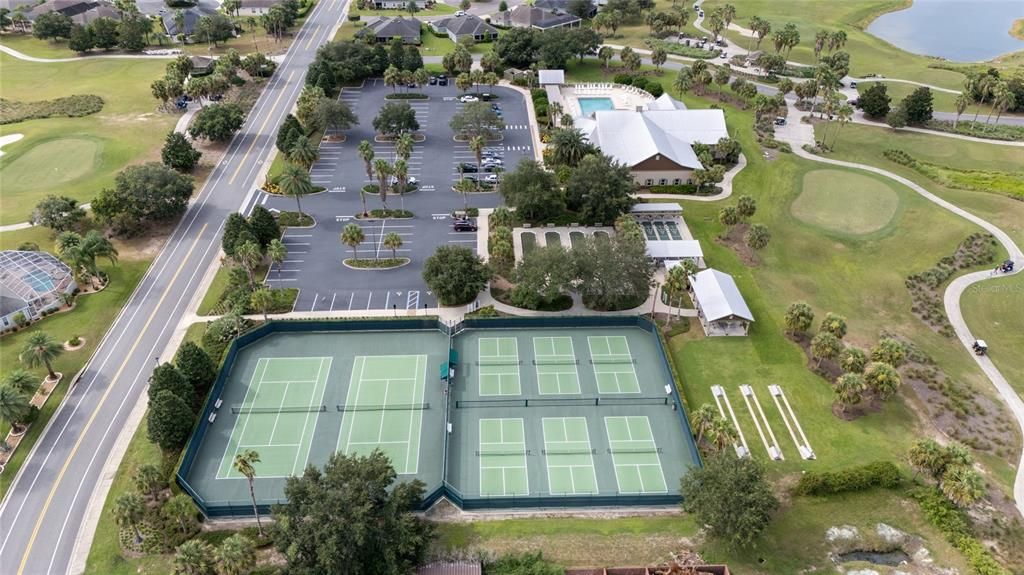 Tennis, pickleball, bocce ball, picnic tables, swimming, and golf is everywhere!