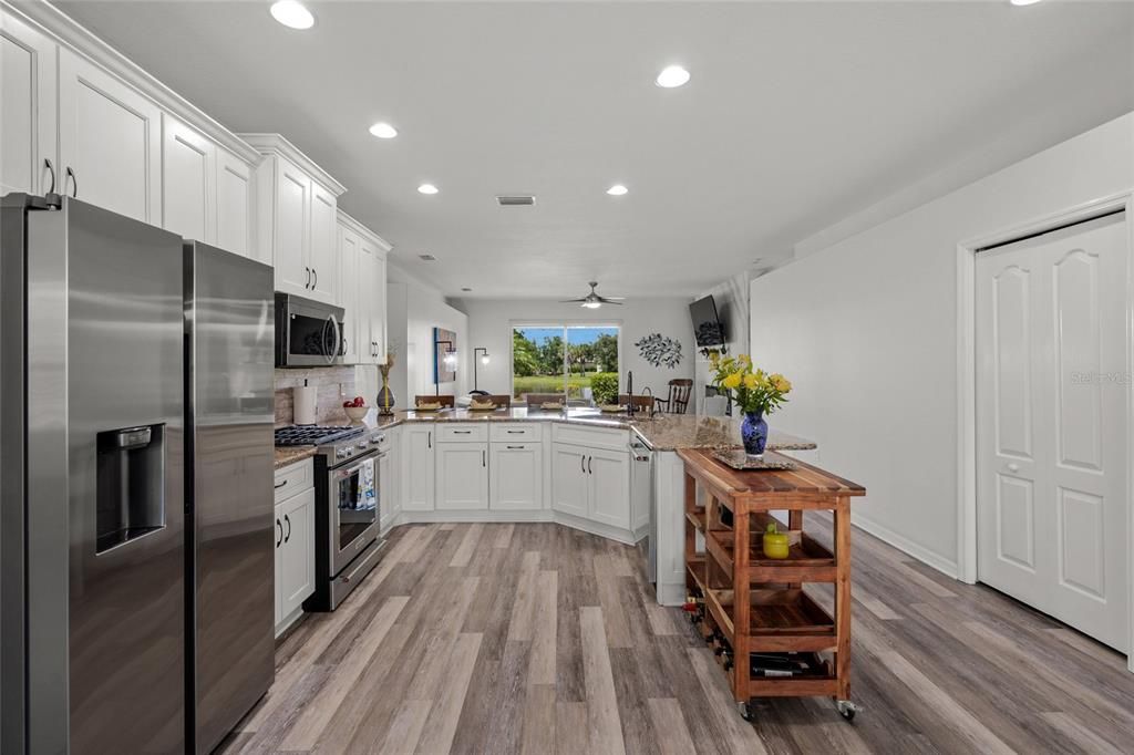 Kitchen located next to family room for easy access for parties.