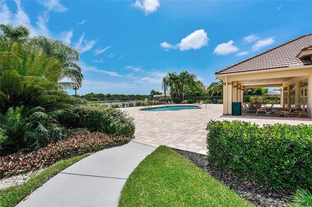 Community pool overlooking one of the lakes