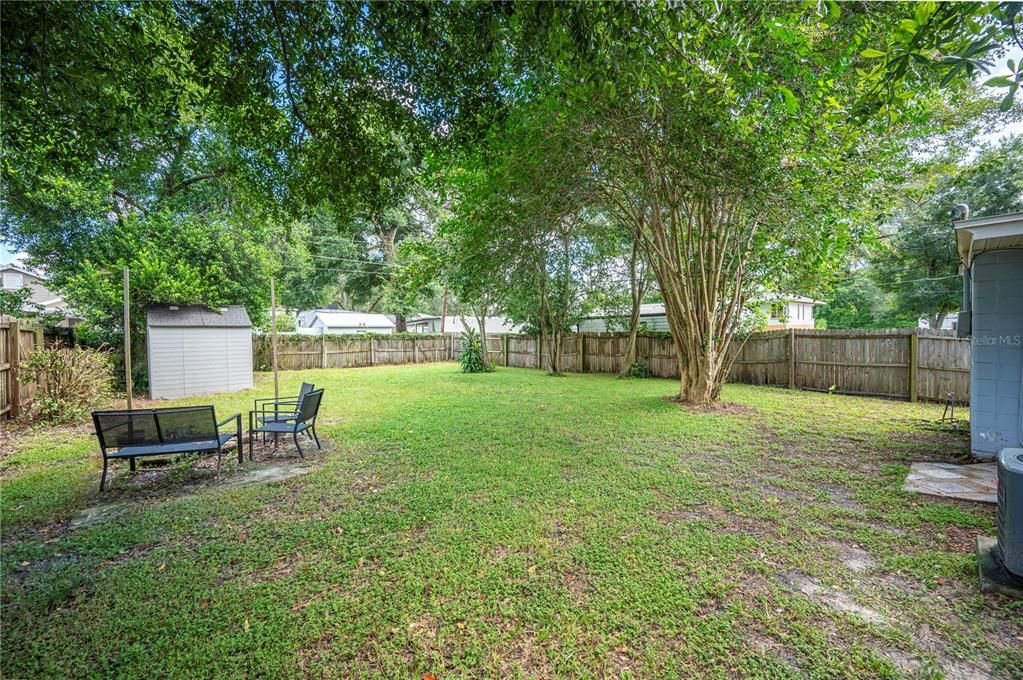 Fully fenced in backyard