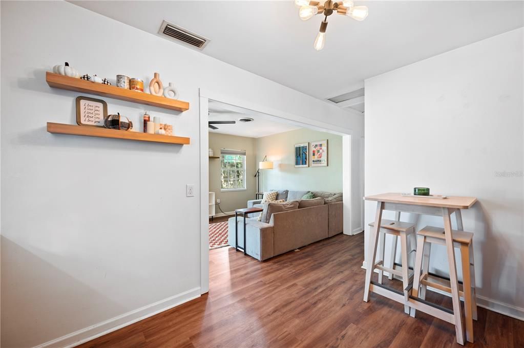 Kitchen into living room