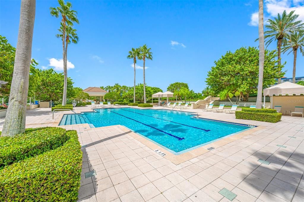 Lap pool with cabanas