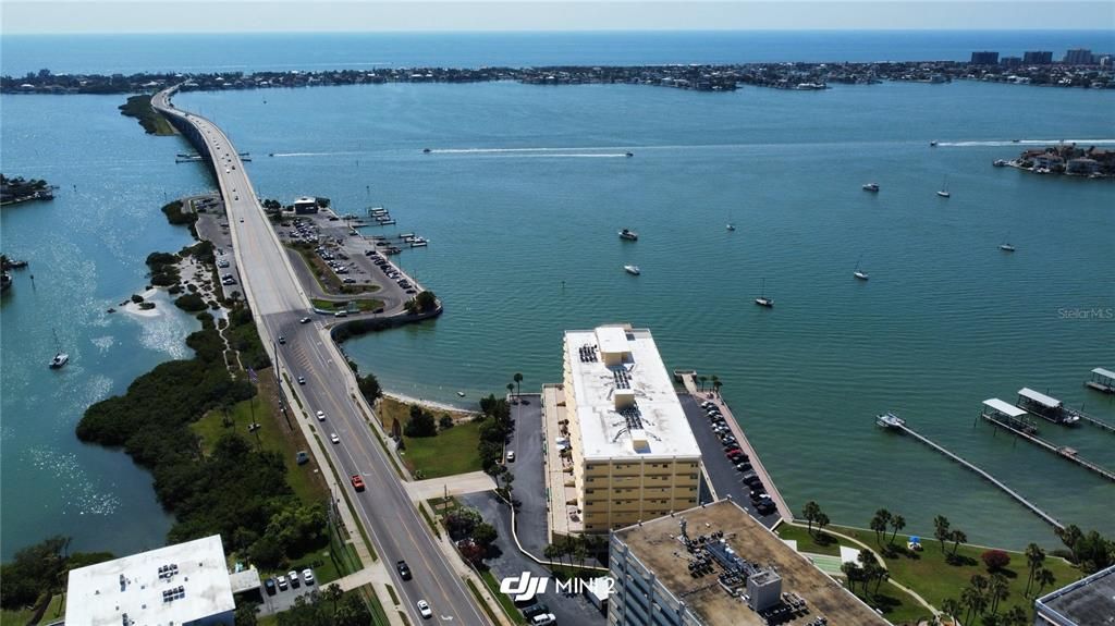 Drone View of Harbour Club C location directly on water close to Gulf