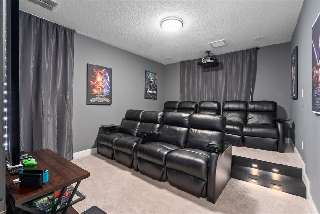 Dedicated home theater with two level steps