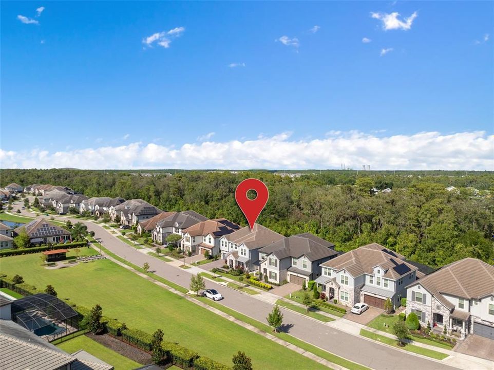 Aerial view of park and home