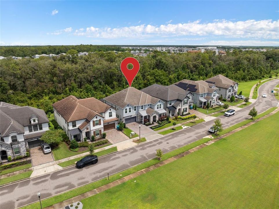 Aerial view of park and home