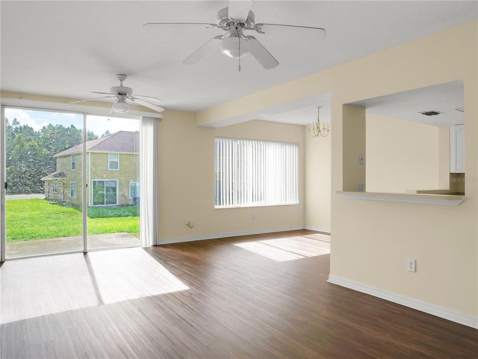 View of the family room from the entry hall.