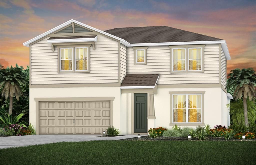 Exterior Design. Artistic rendering for this new construction home. Pictures are for illustrative purposes only. Elevations, colors and options may vary.