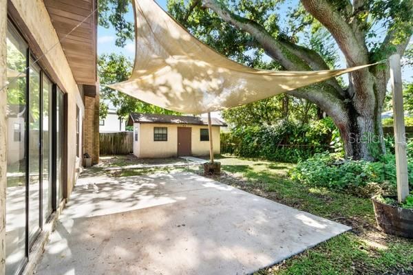 private partially shaded backyard