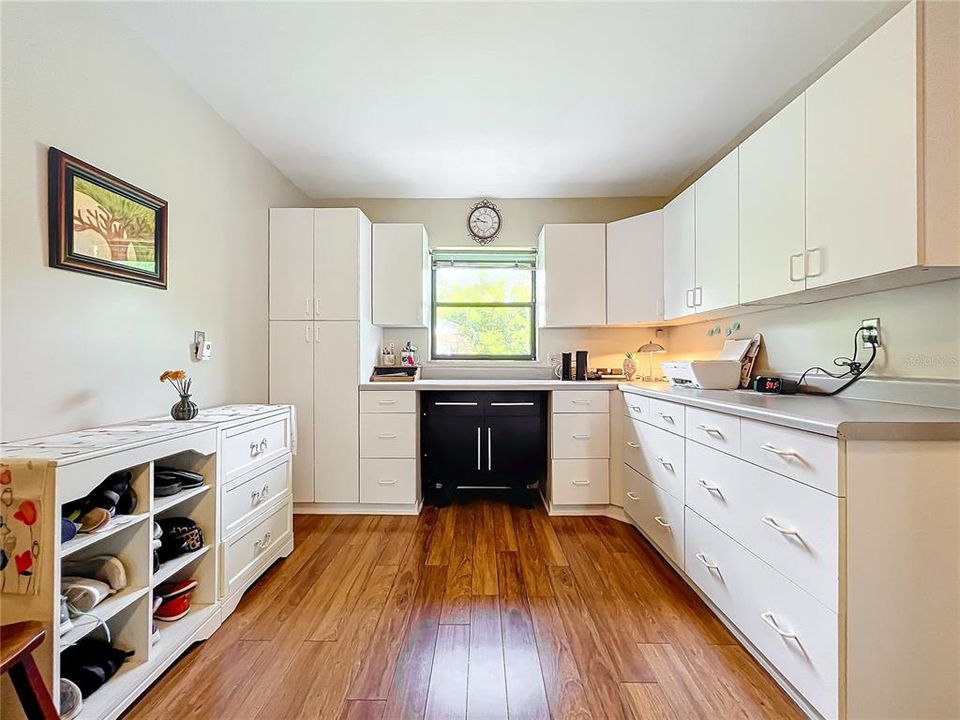 Office with Built-in cabinets and lots of storage