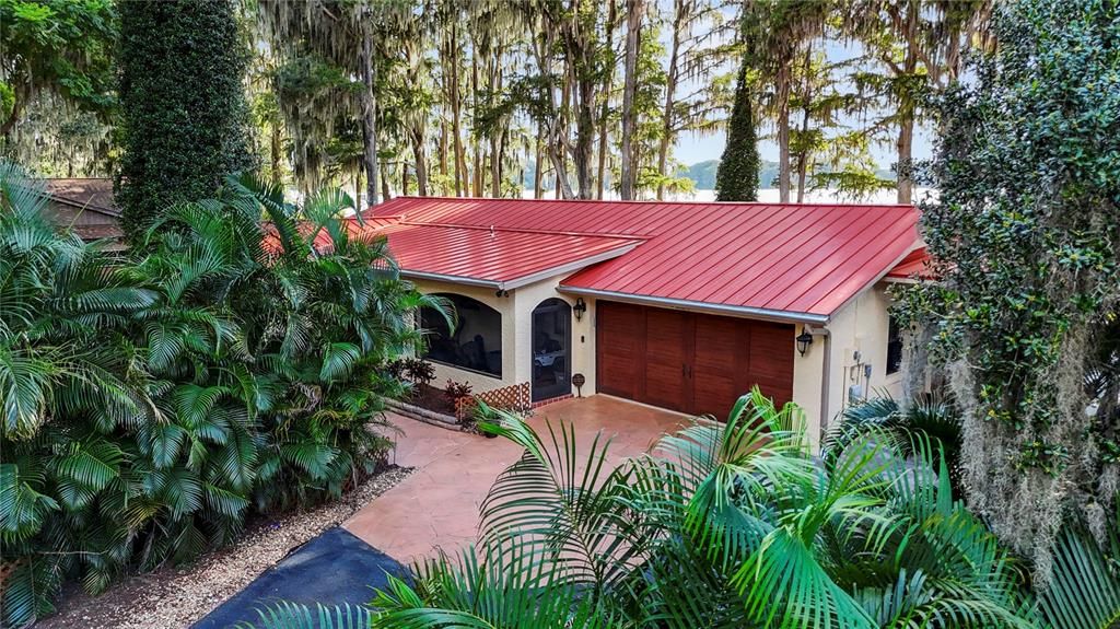 Front of house with metal roof