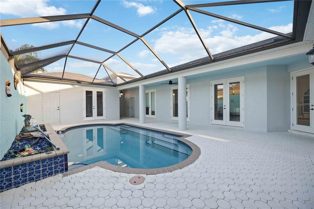 Saltwater, heated courtyard pool.