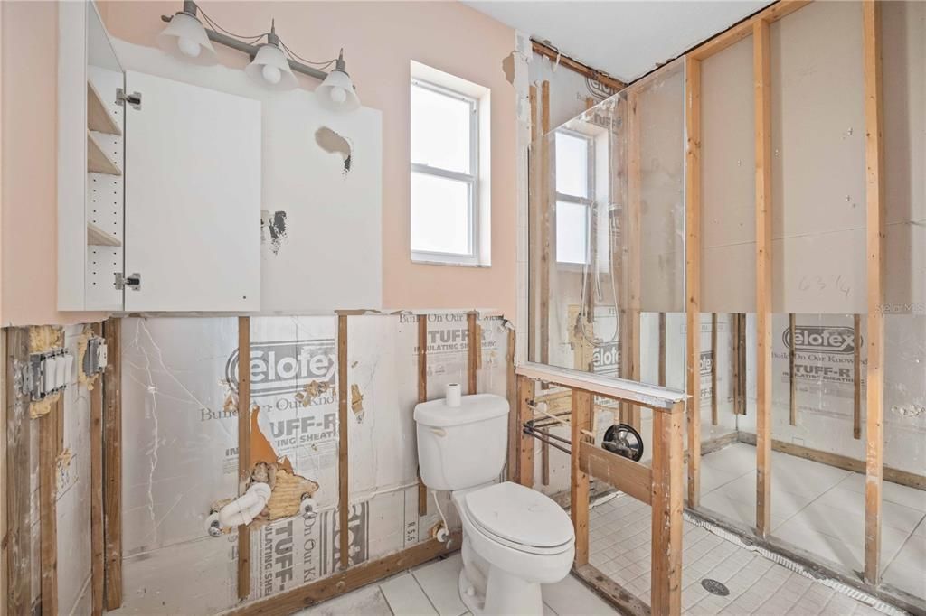 Oversized bathroom in casita, with walk in shower.