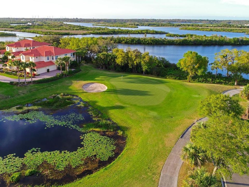 The unit sits right next to the 8th green at Waterlefe plus the Manatee River to the North