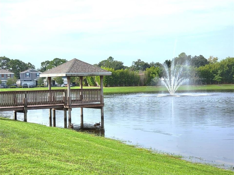 POND WITH DECK AND FOUNTAIN