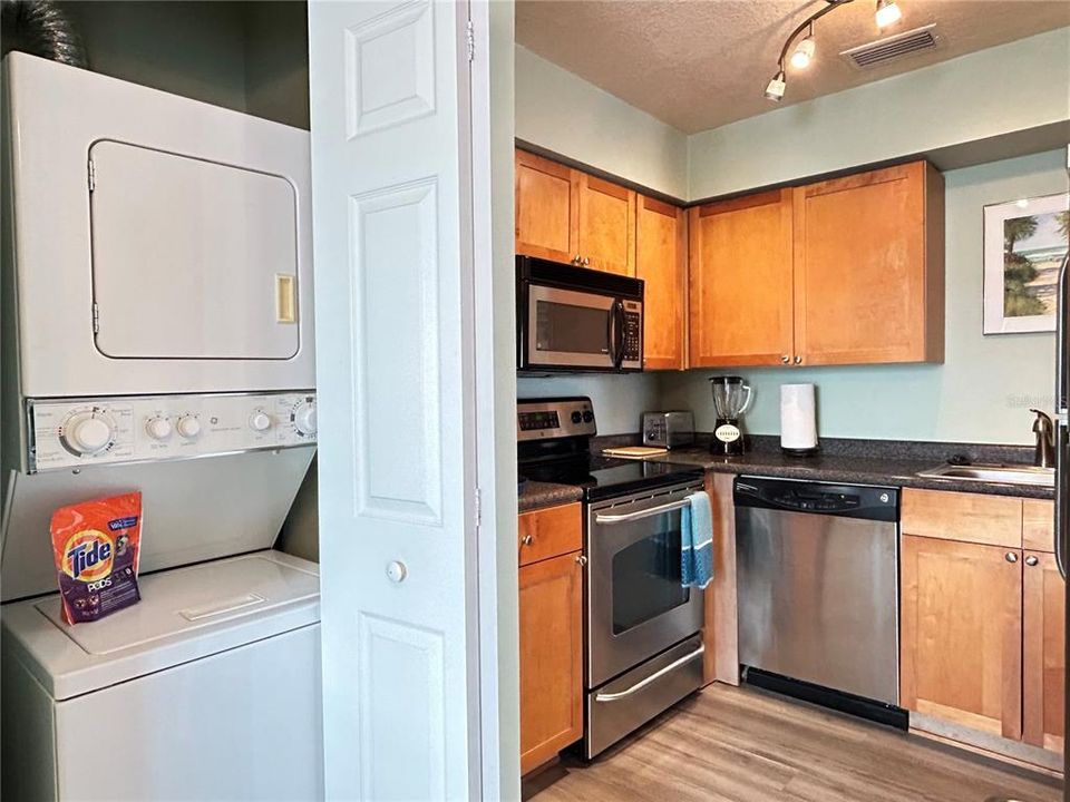 kitchen with laundry closet