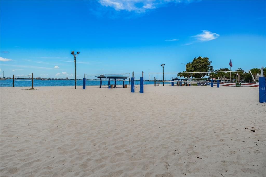 The volleyball courts at Gulfport Beach