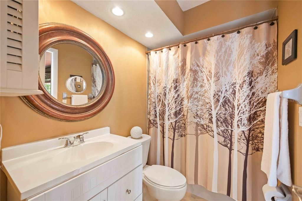 Bathroom #2 with tub& shower also serves as the Pool bath-with direct access to lanai & pool