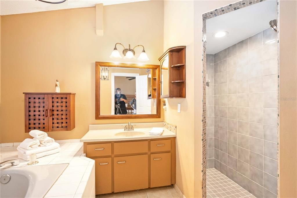 walk-in shower to the right