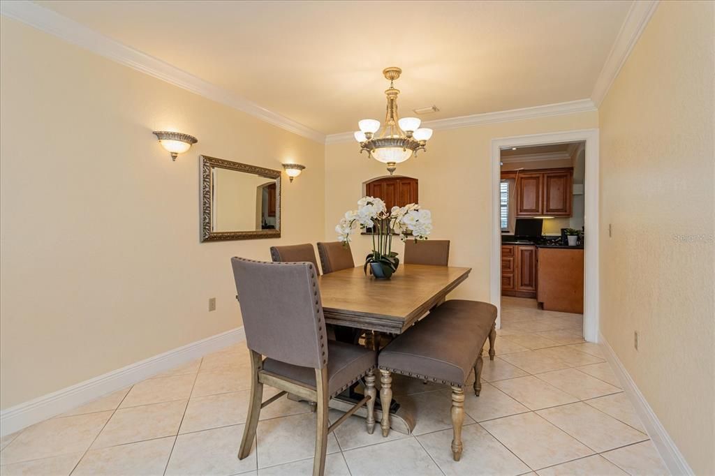 Large dining room opens to kitchen