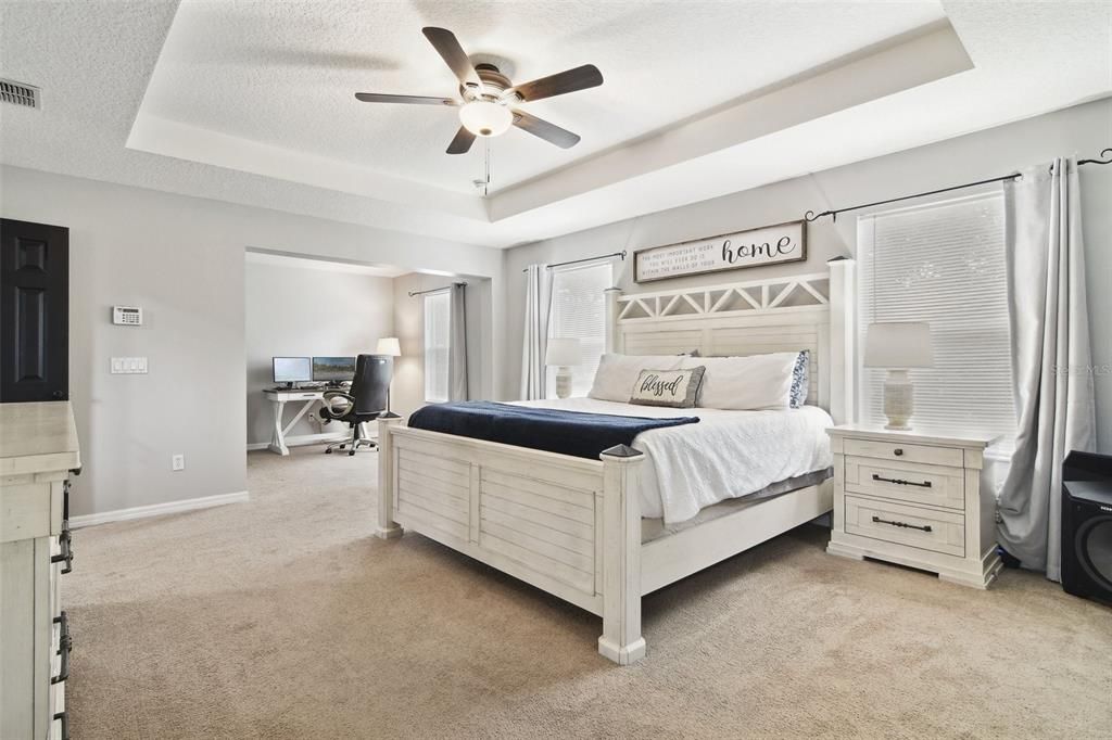 Oversized Primary Bedroom with Sitting Room/flex space. Tray Ceilings.