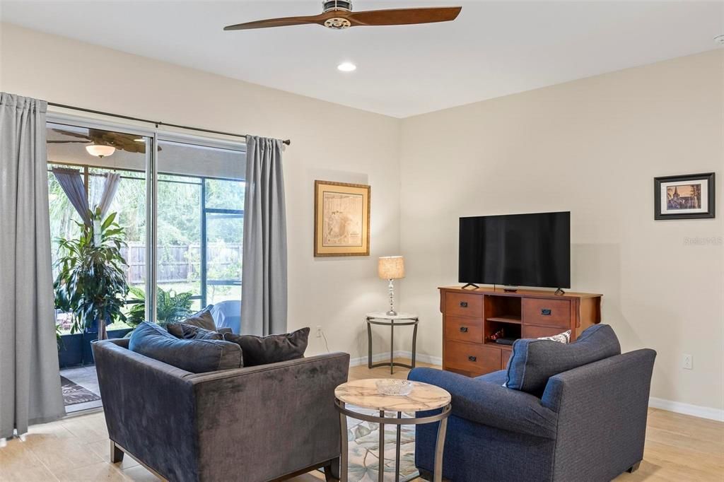 Great room opens into covered porch --great view