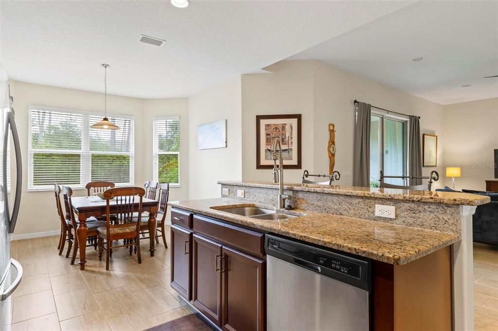 View from kitchen to dining area