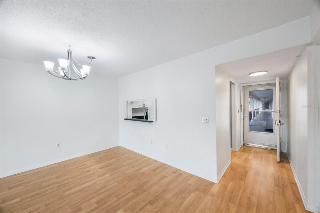 Entrance into the kitchen and dining area