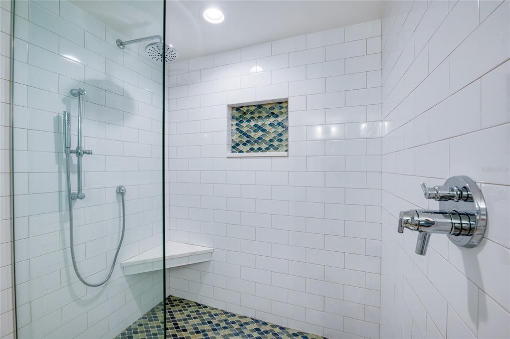 The Guest Bath Shower is stunning with custom tile